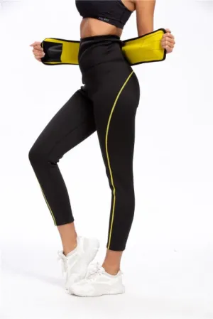 LAZAWG Women's Neoprene Sauna Slimming Pants Gym Workout Hot Thermo Sweat Sauna Capris Leggings Body Shapers Waist Trainer Pant