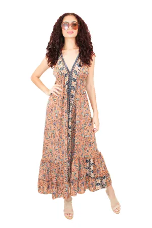 Lazy Daisy high-low adjustable halter dress in Orange (DK-5036S)