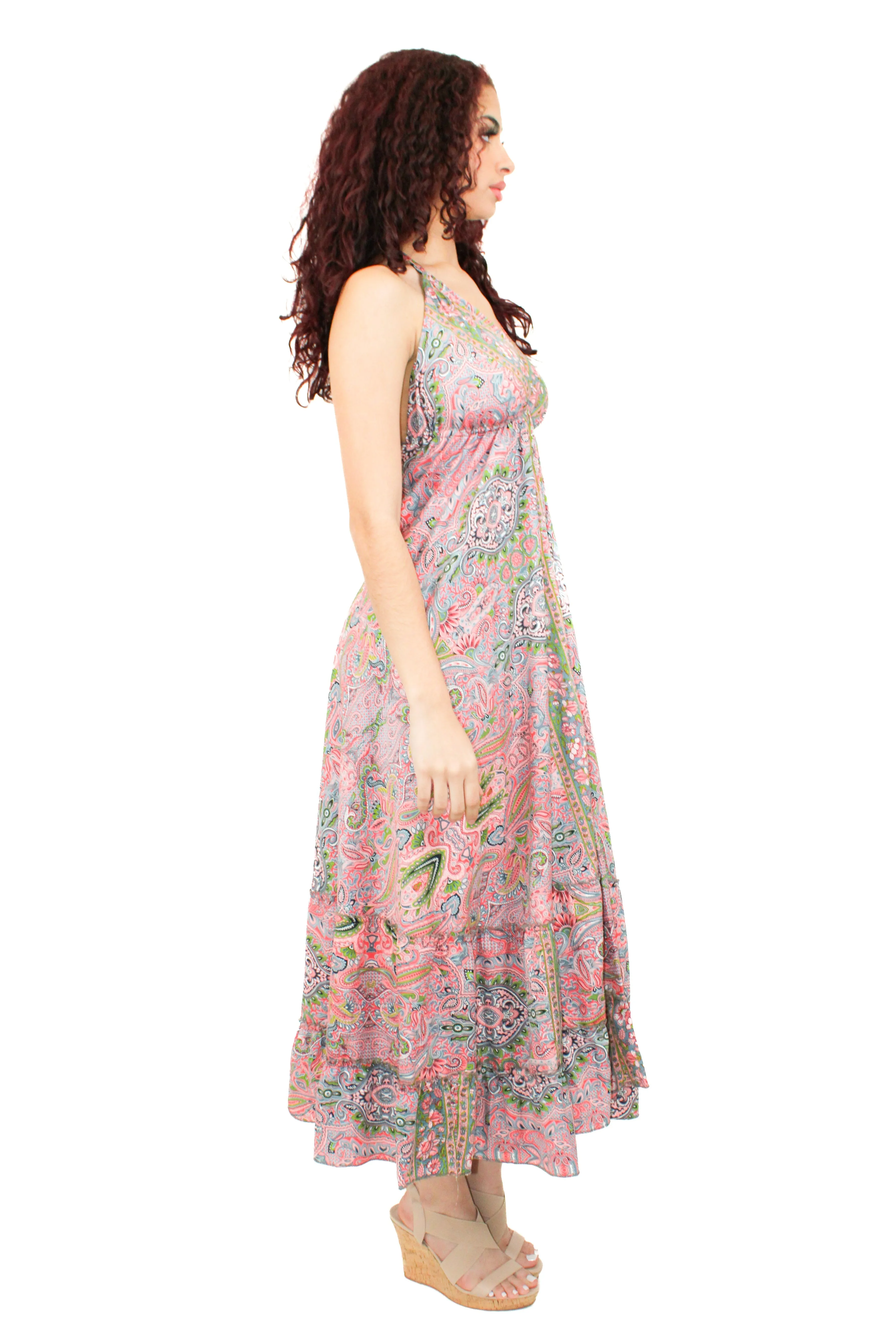 Lazy Daisy high-low adjustable halter dress in Orange (DK-5036S)