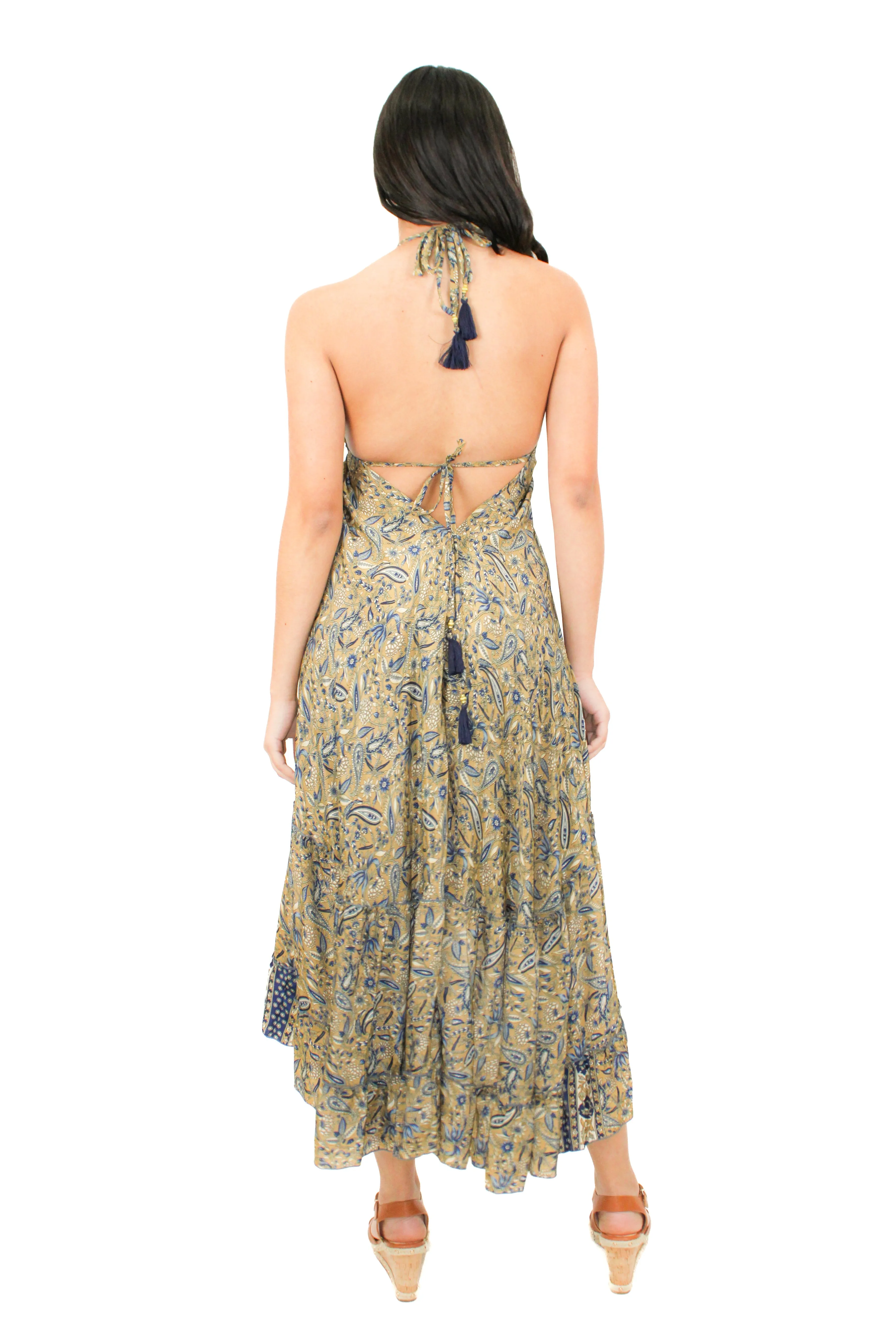 Lazy Daisy high-low adjustable halter dress in Orange (DK-5036S)