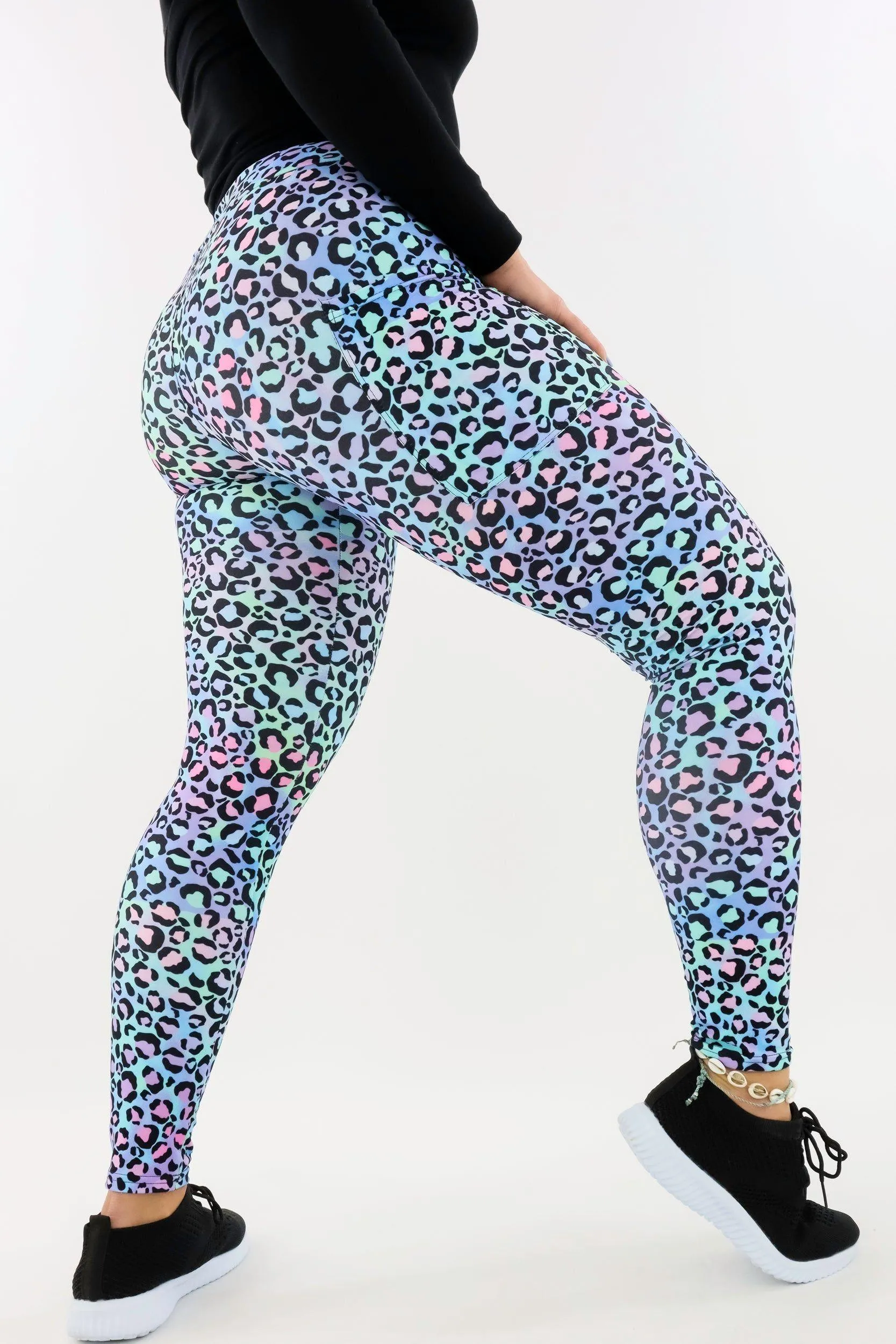 Leopard Sherbert - Casual - Regular Full Leggings - Pockets