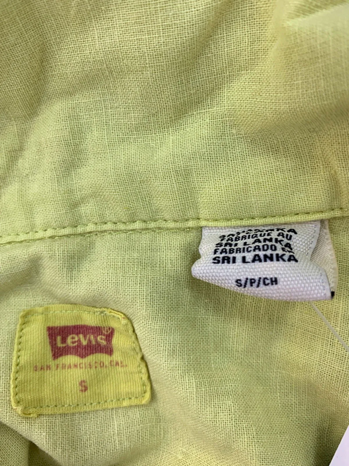 Levi's Yellow Linen Blend Short-Sleeve Shirt S