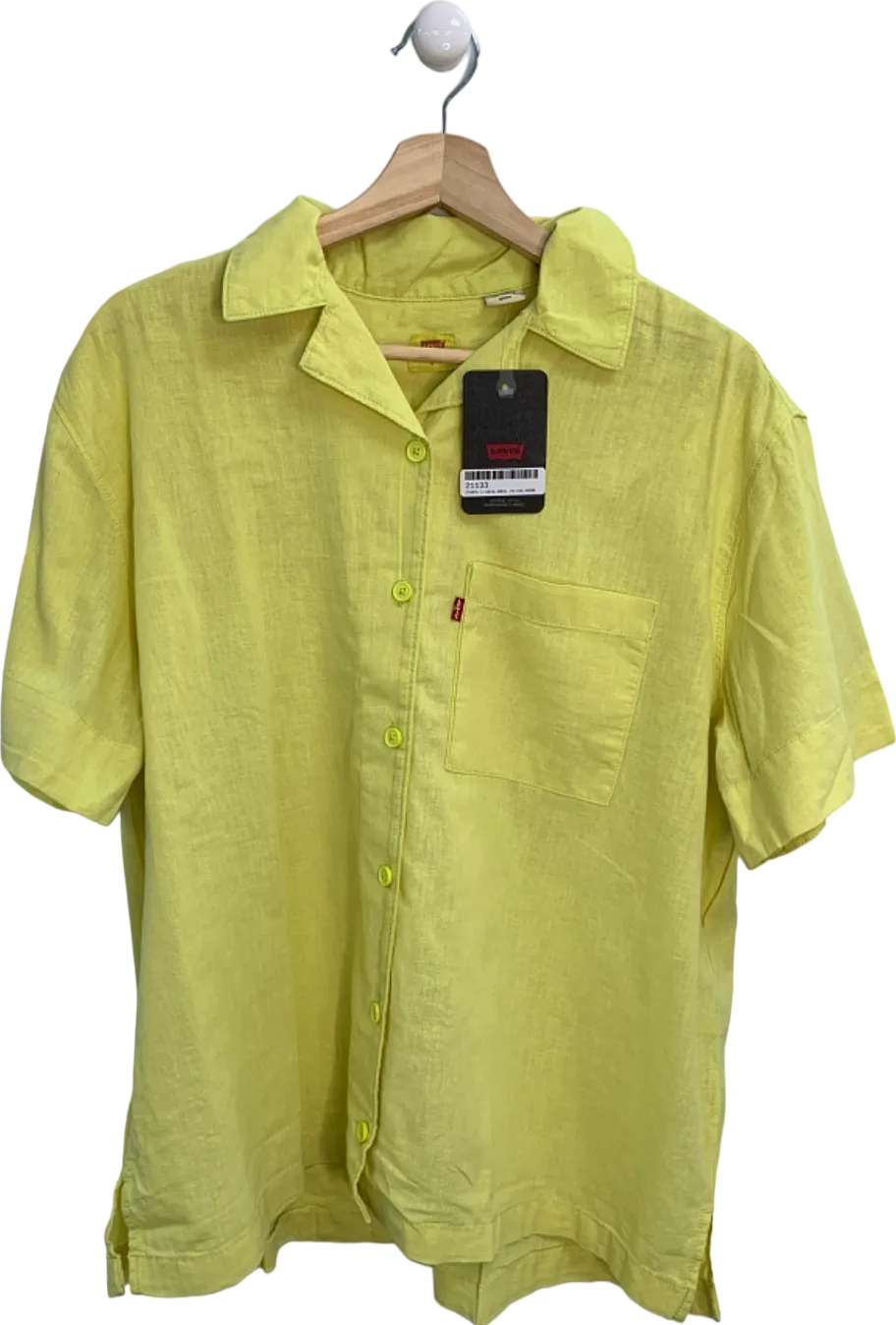Levi's Yellow Linen Blend Short-Sleeve Shirt S