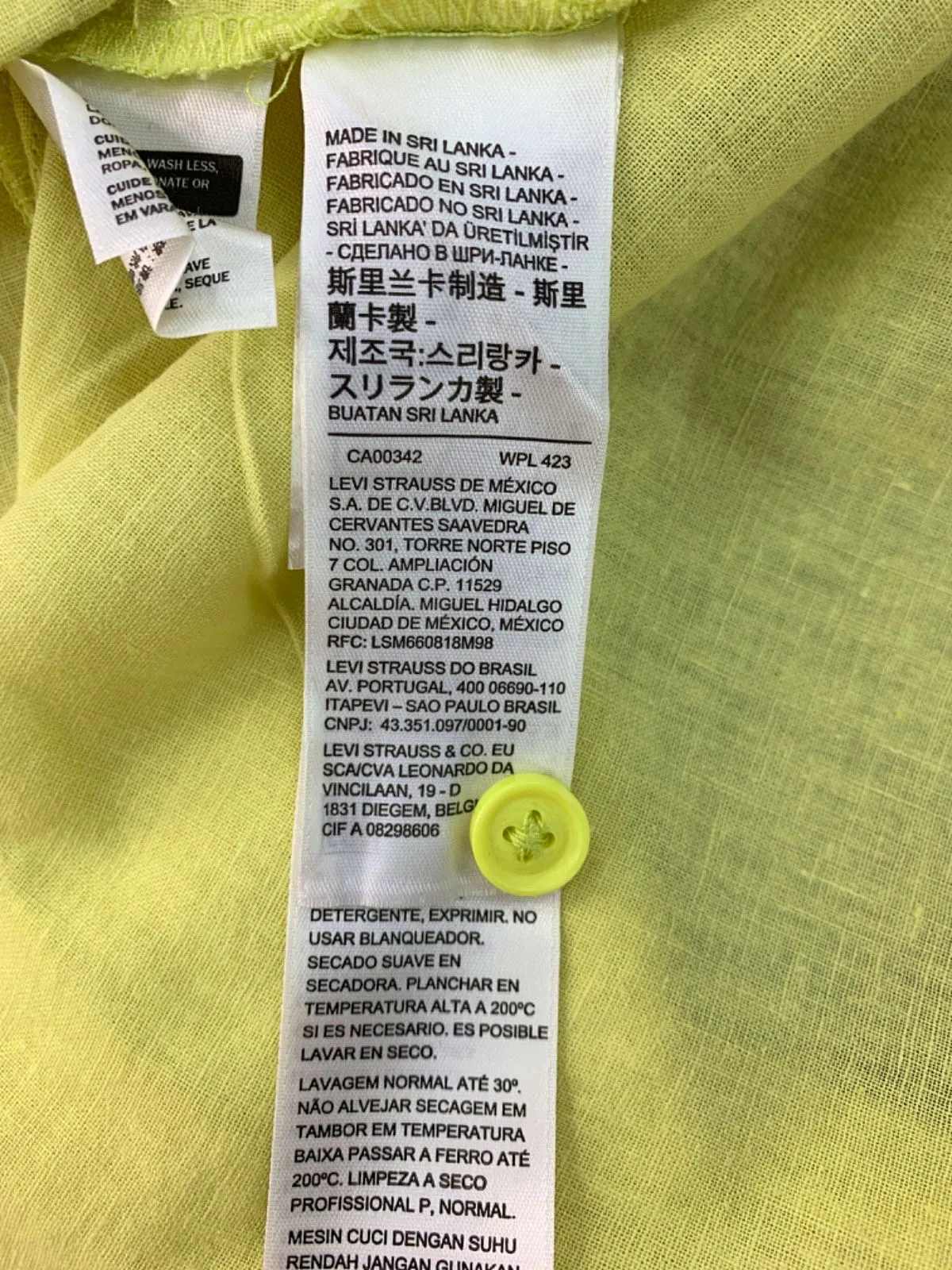 Levi's Yellow Linen Blend Short-Sleeve Shirt S