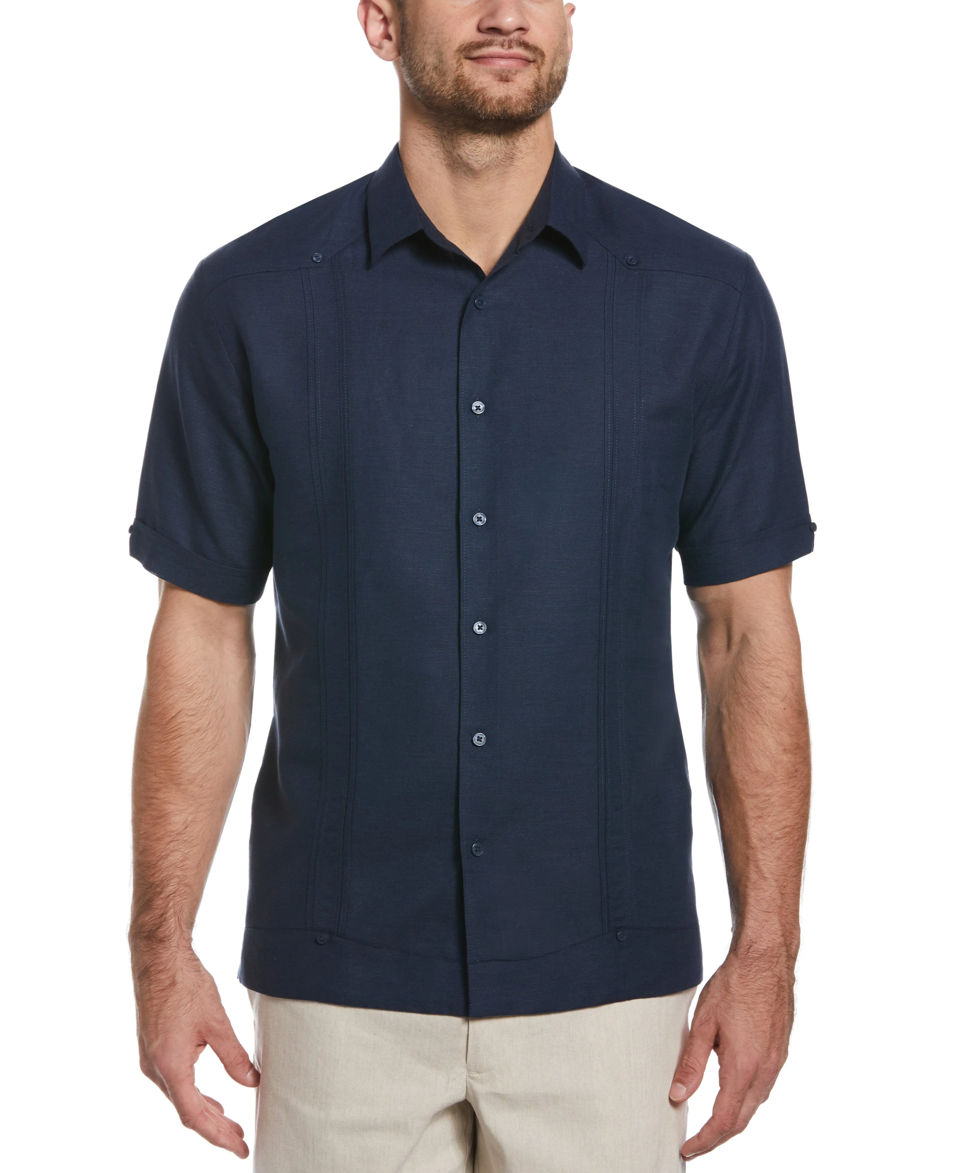 Linen Blend No-Pocket Guayabera Shirt