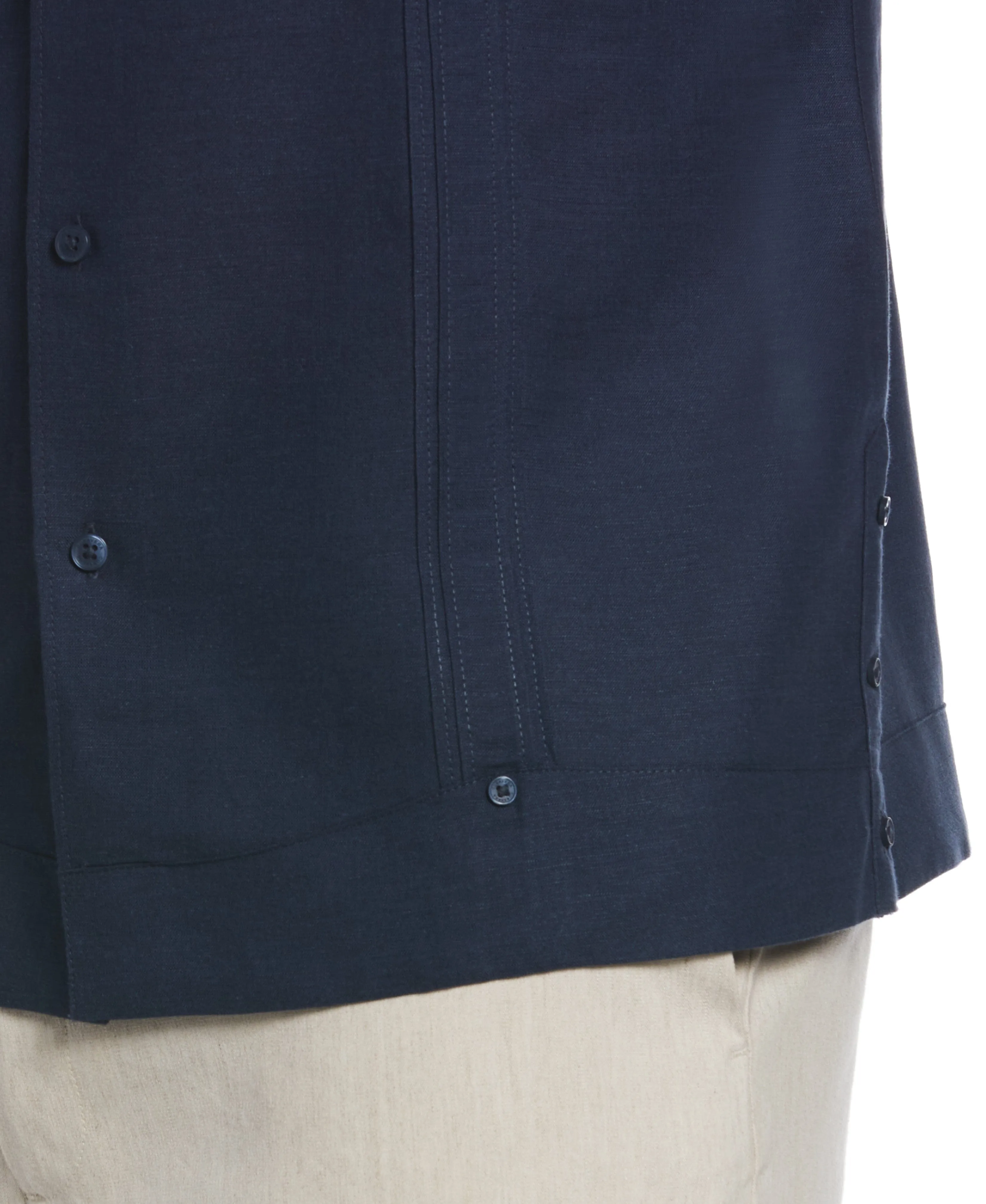 Linen Blend No-Pocket Guayabera Shirt