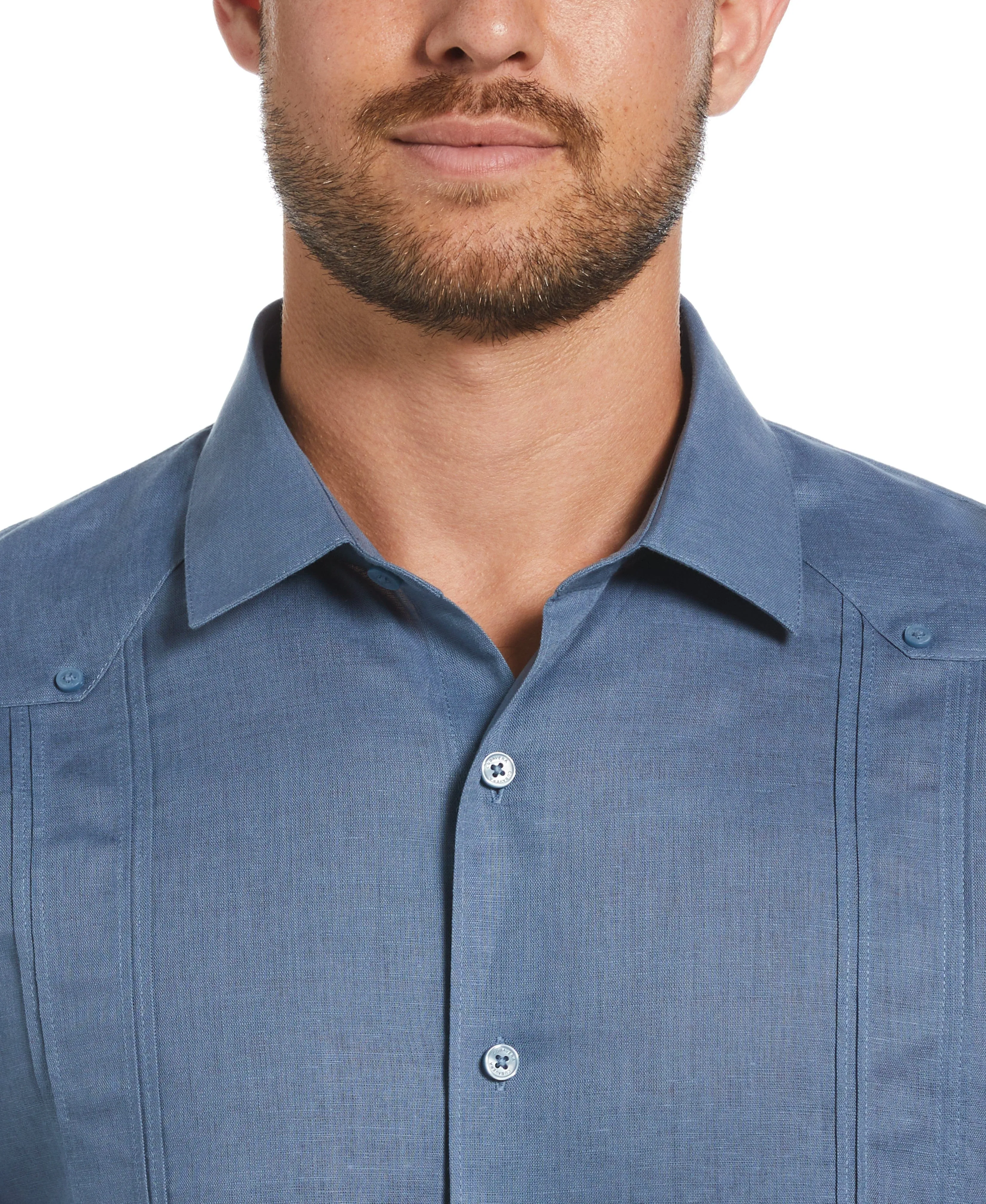 Linen Blend No-Pocket Guayabera Shirt