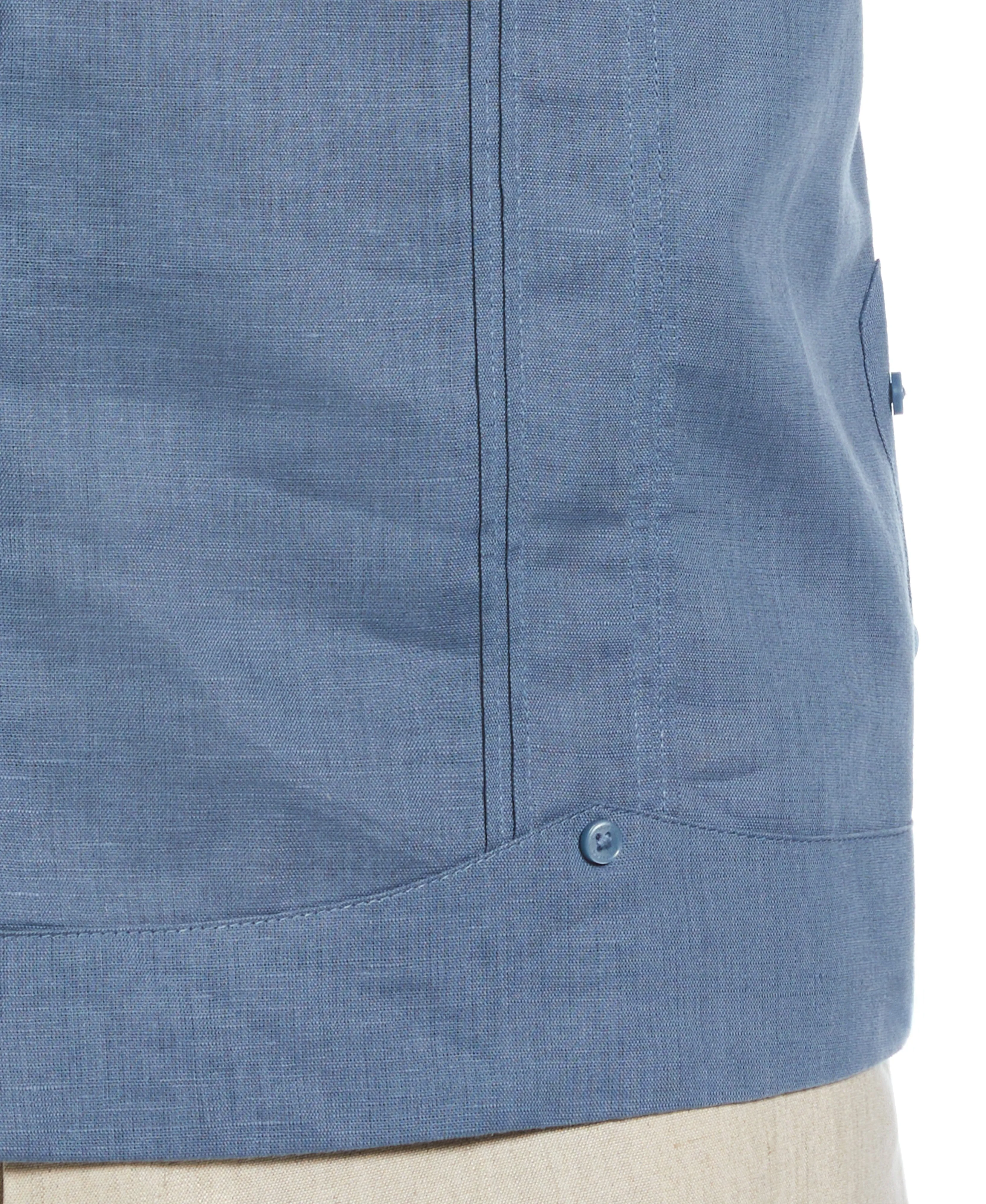 Linen Blend No-Pocket Guayabera Shirt