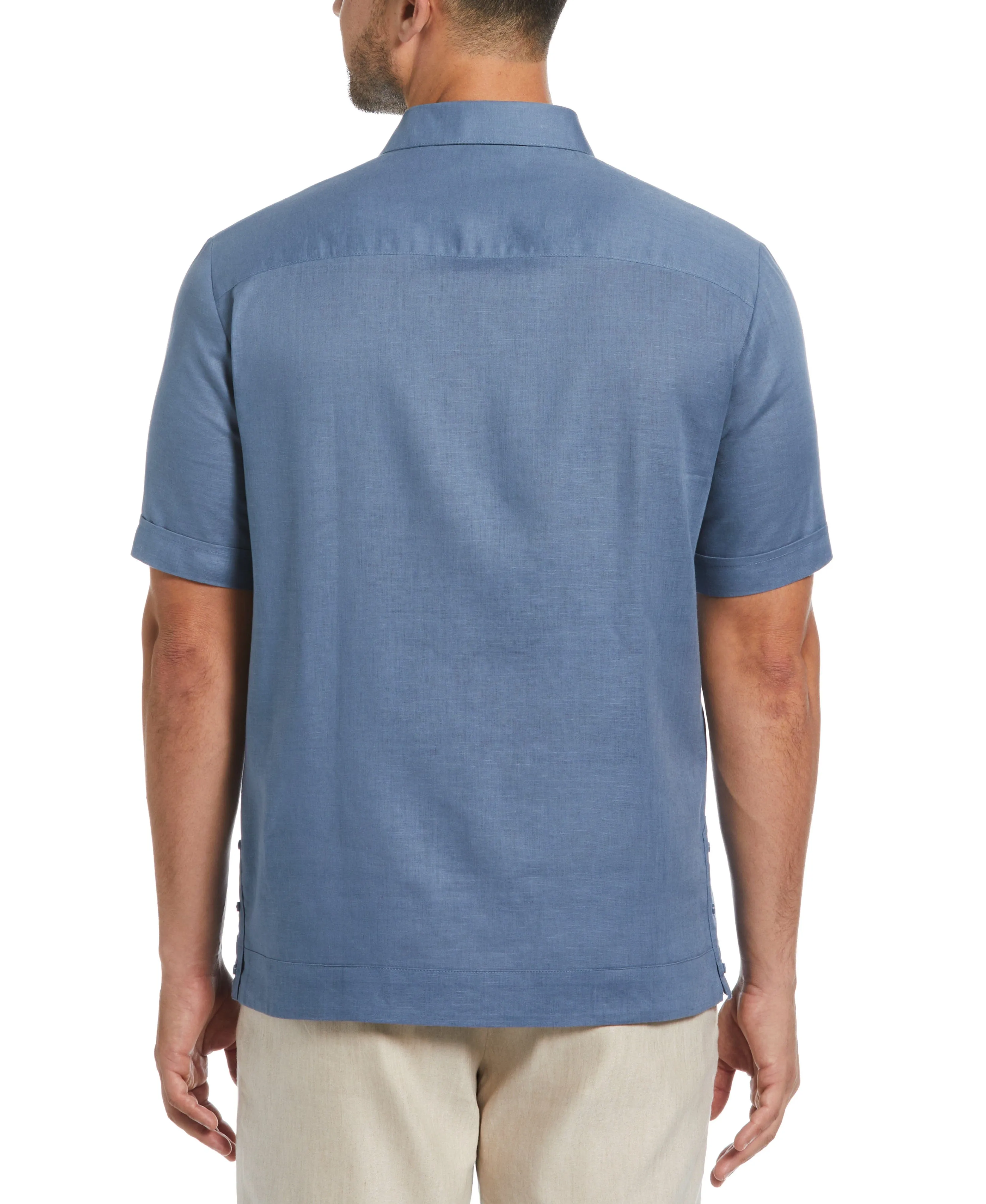 Linen Blend No-Pocket Guayabera Shirt