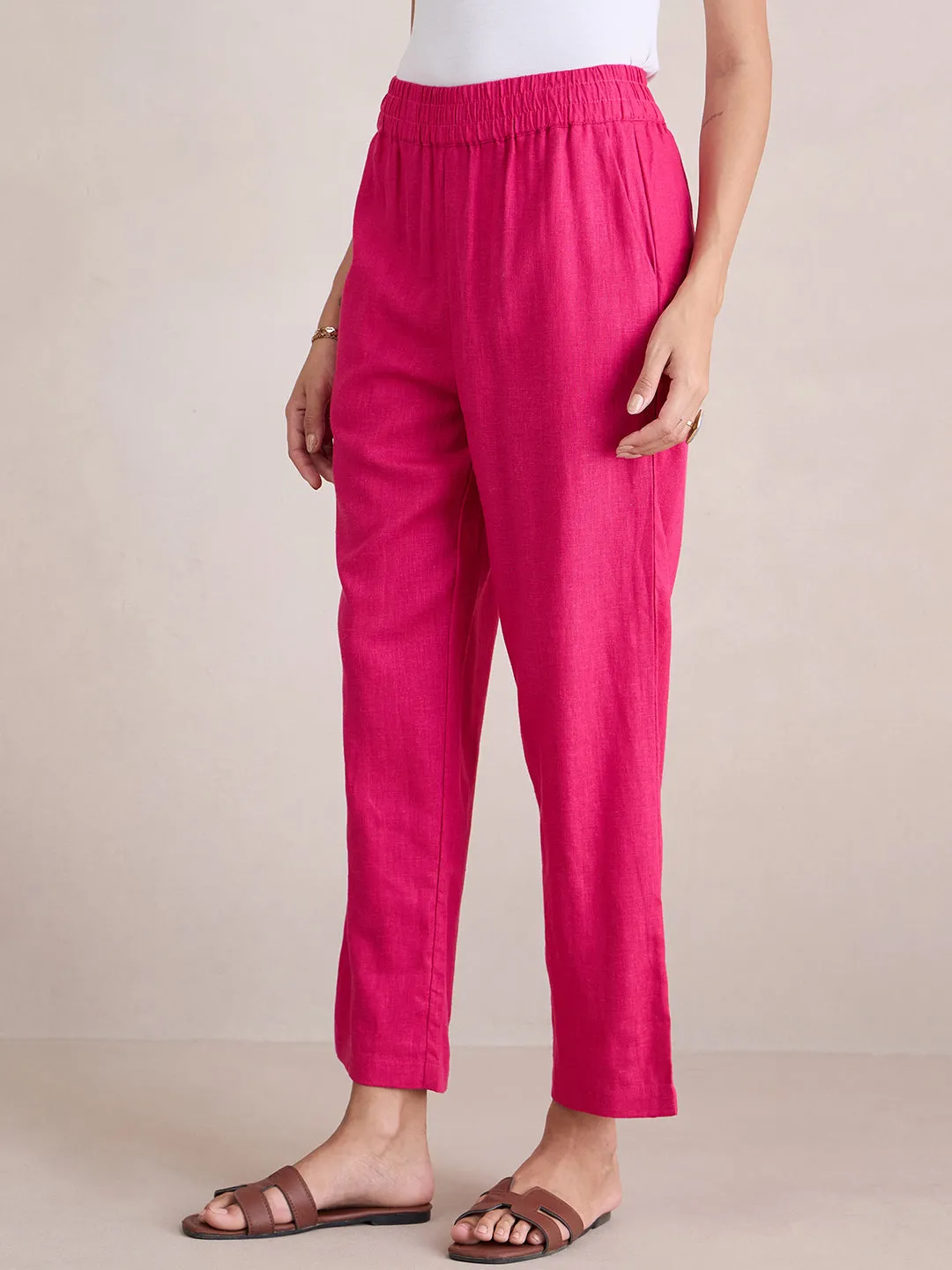 Linen Blend Pink Pant