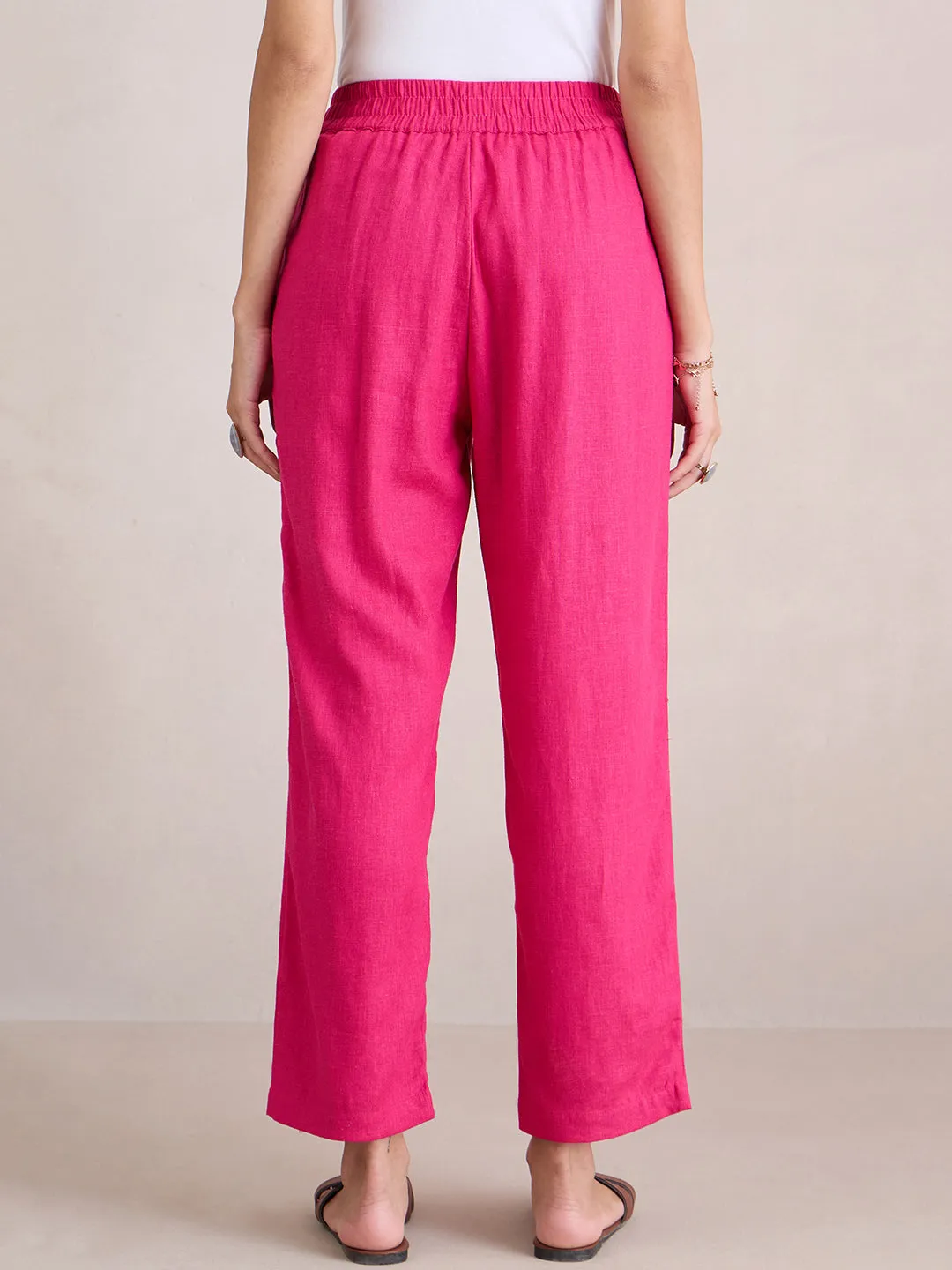 Linen Blend Pink Pant