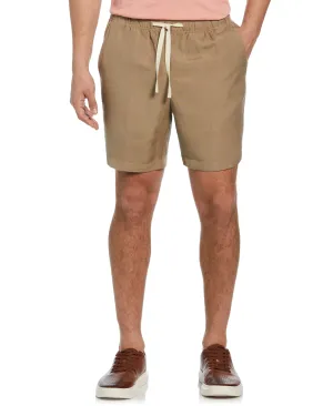 Linen-Blend Pull On Drawstring Shorts