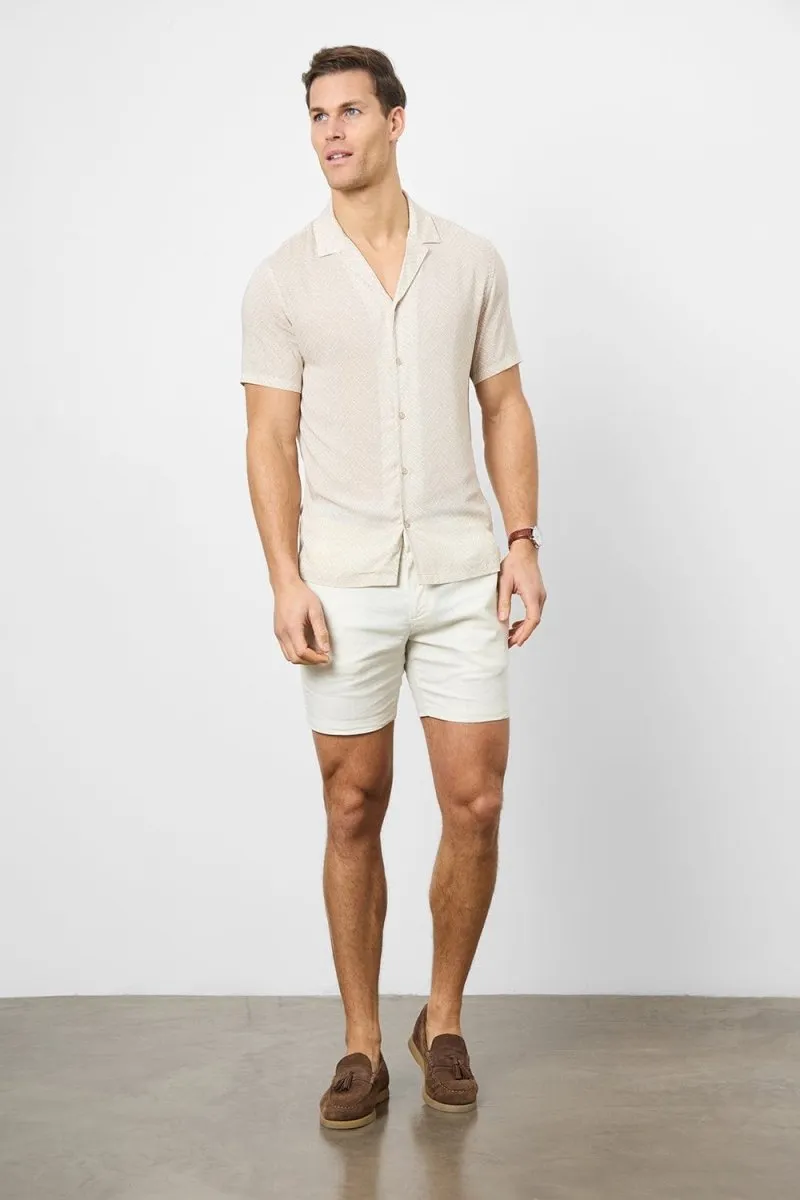 Linen Blend Side Adjuster Shorts in Chalk