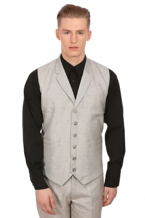 Linen Blend Silver Waistcoat