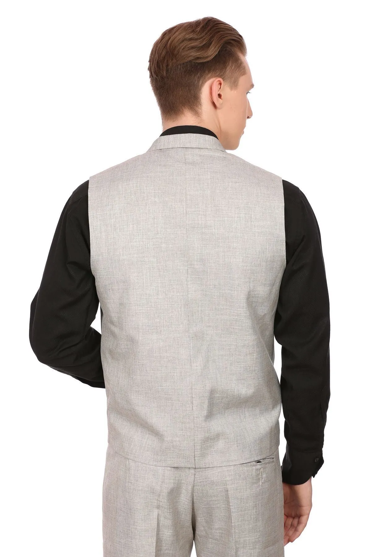Linen Blend Silver Waistcoat