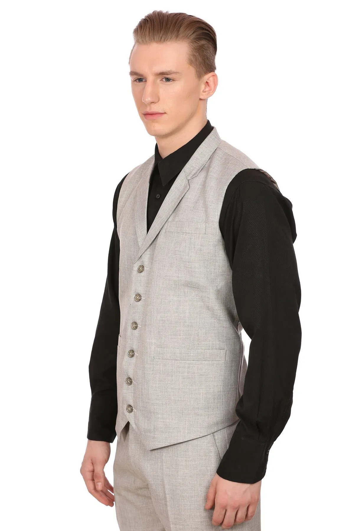 Linen Blend Silver Waistcoat