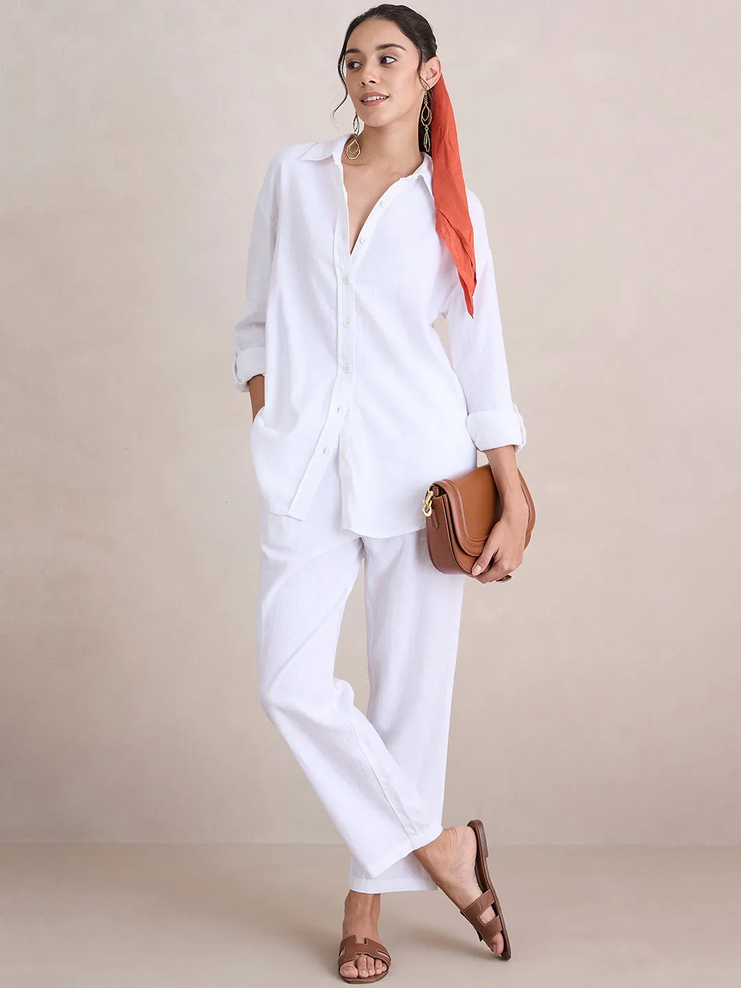 Linen Blend White Shirt