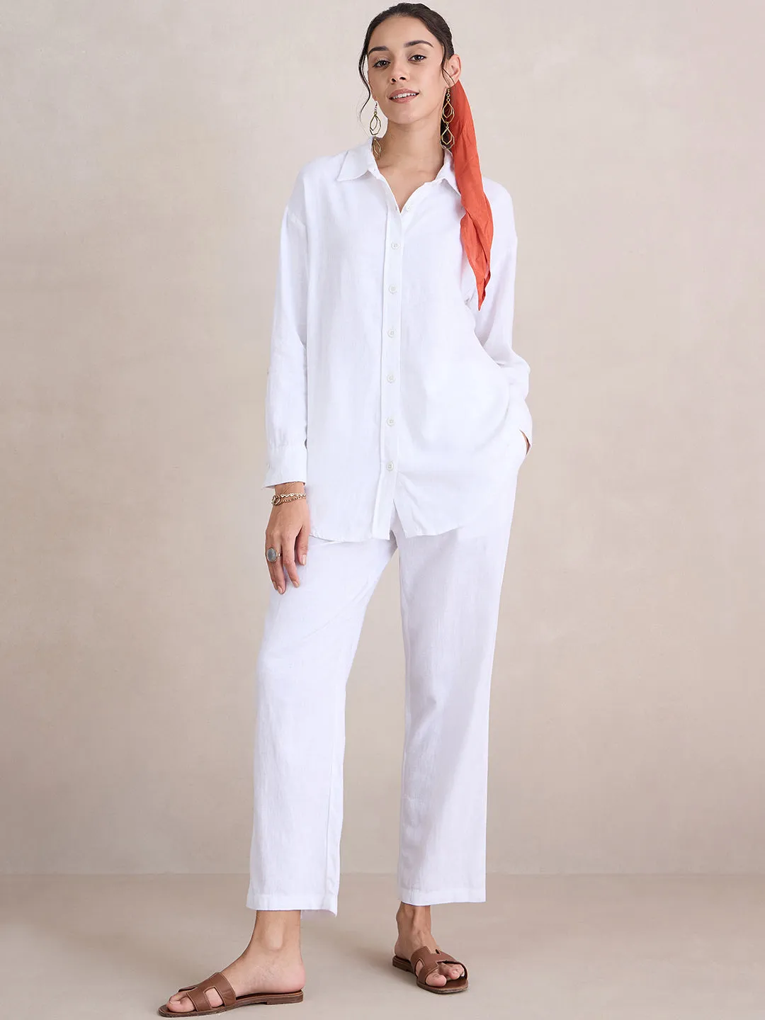Linen Blend White Shirt