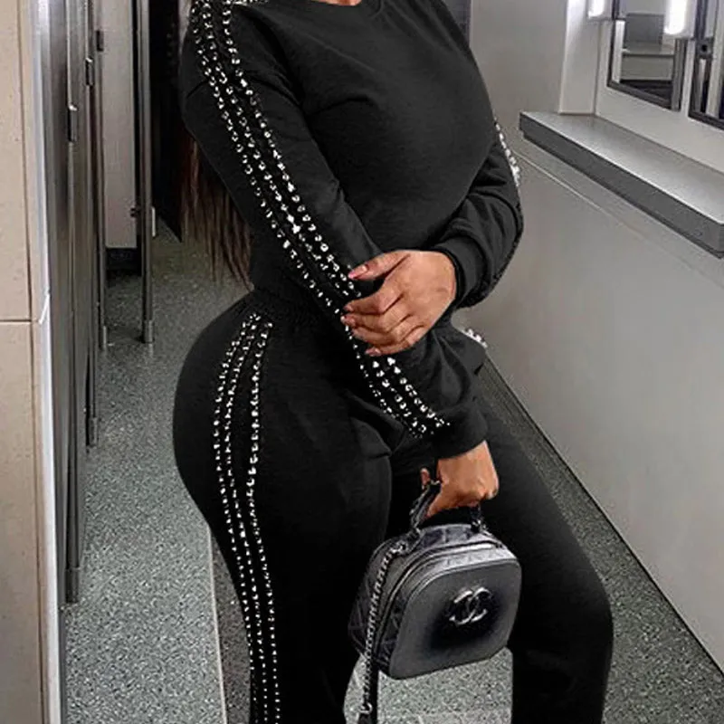 Long Sleeve Beaded Top & Pants Set