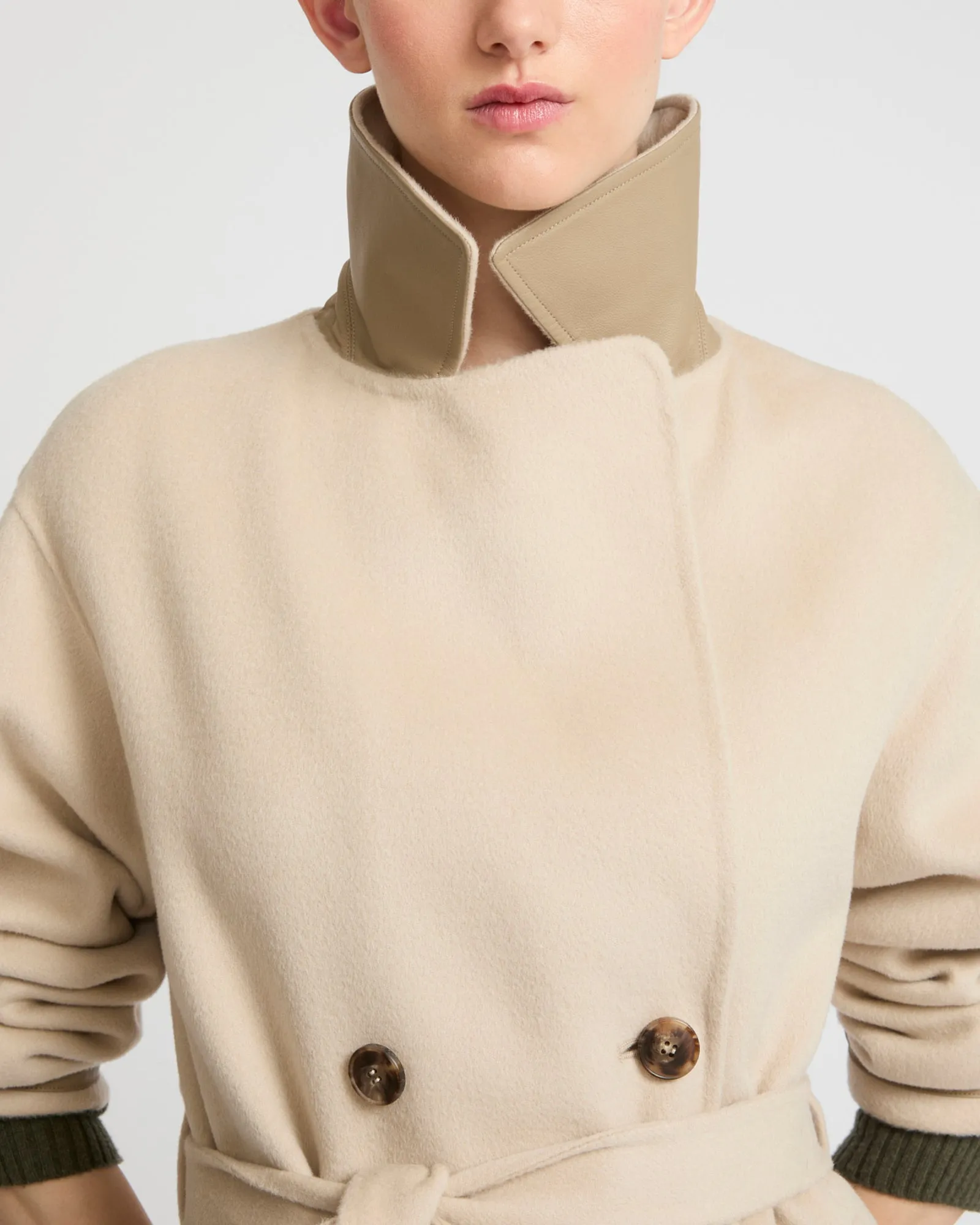 Long wool cashmere-blend trench coat