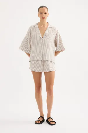 LOUNGE STRIPE LINEN SHORT