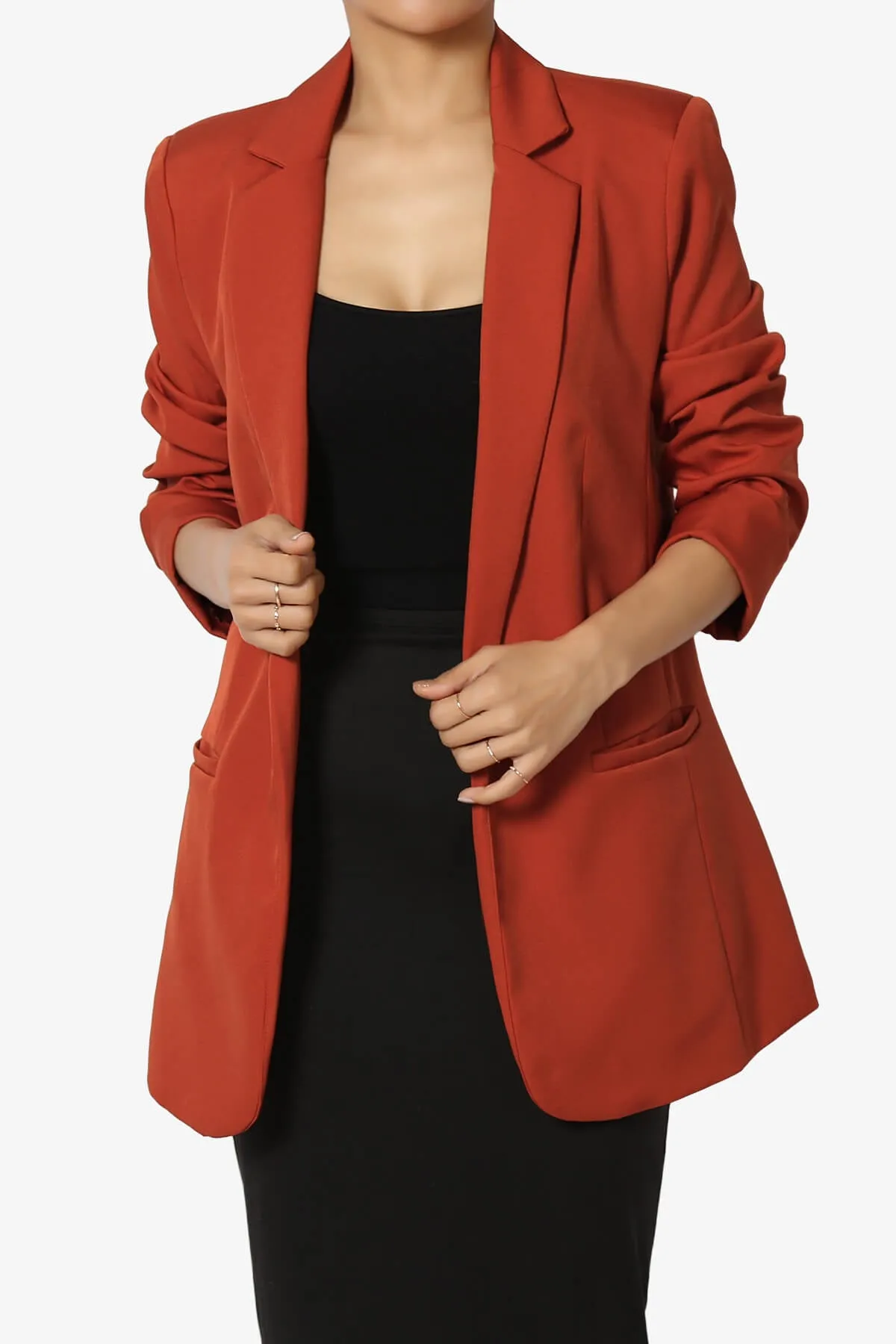 Malory Cuffed Sleeve Open Front Blazer