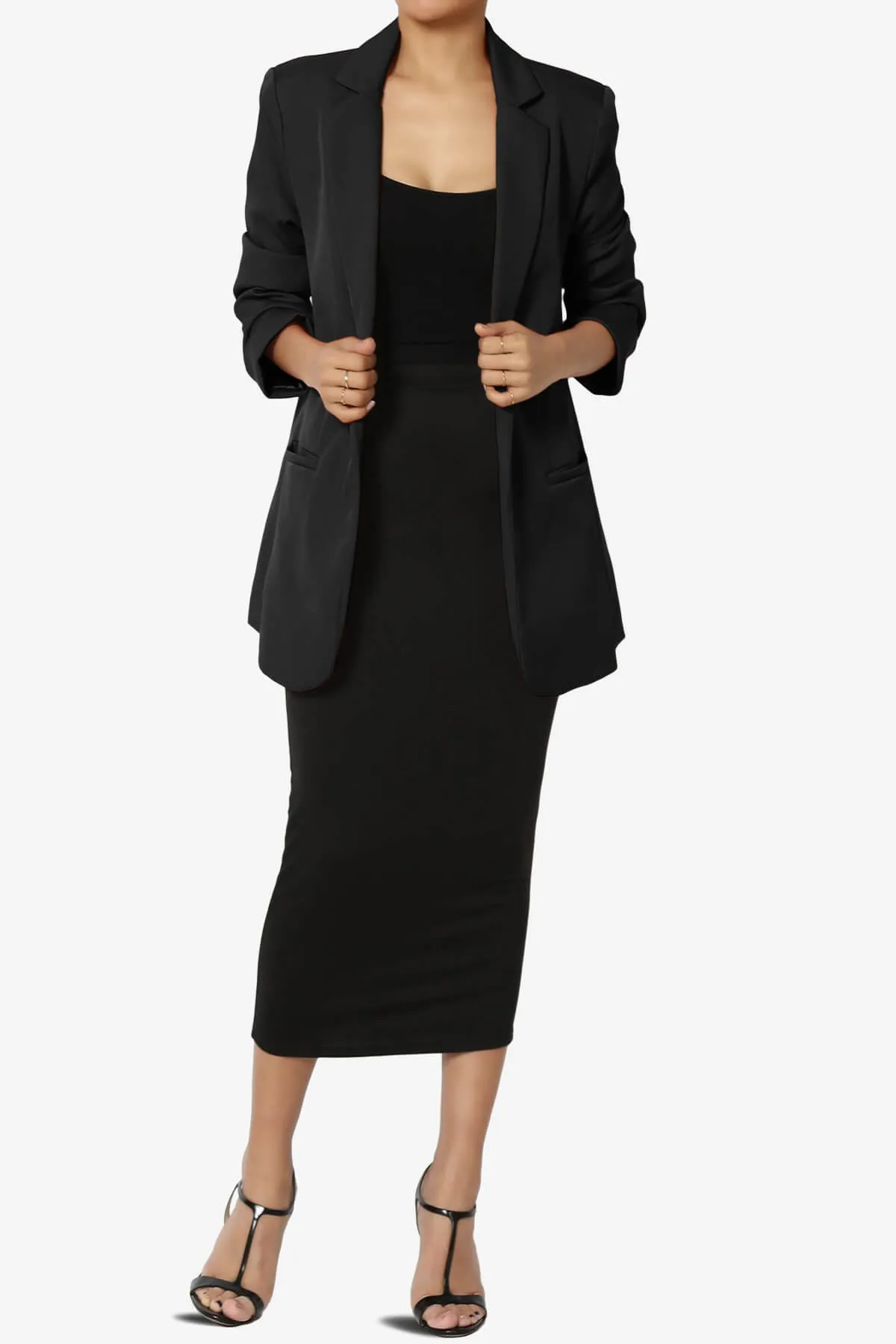 Malory Cuffed Sleeve Open Front Blazer