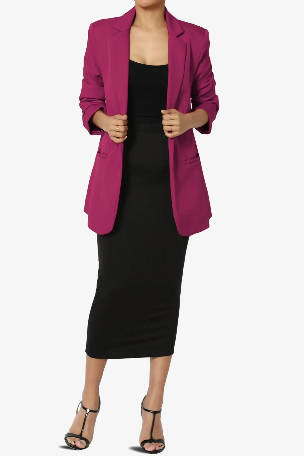 Malory Cuffed Sleeve Open Front Blazer