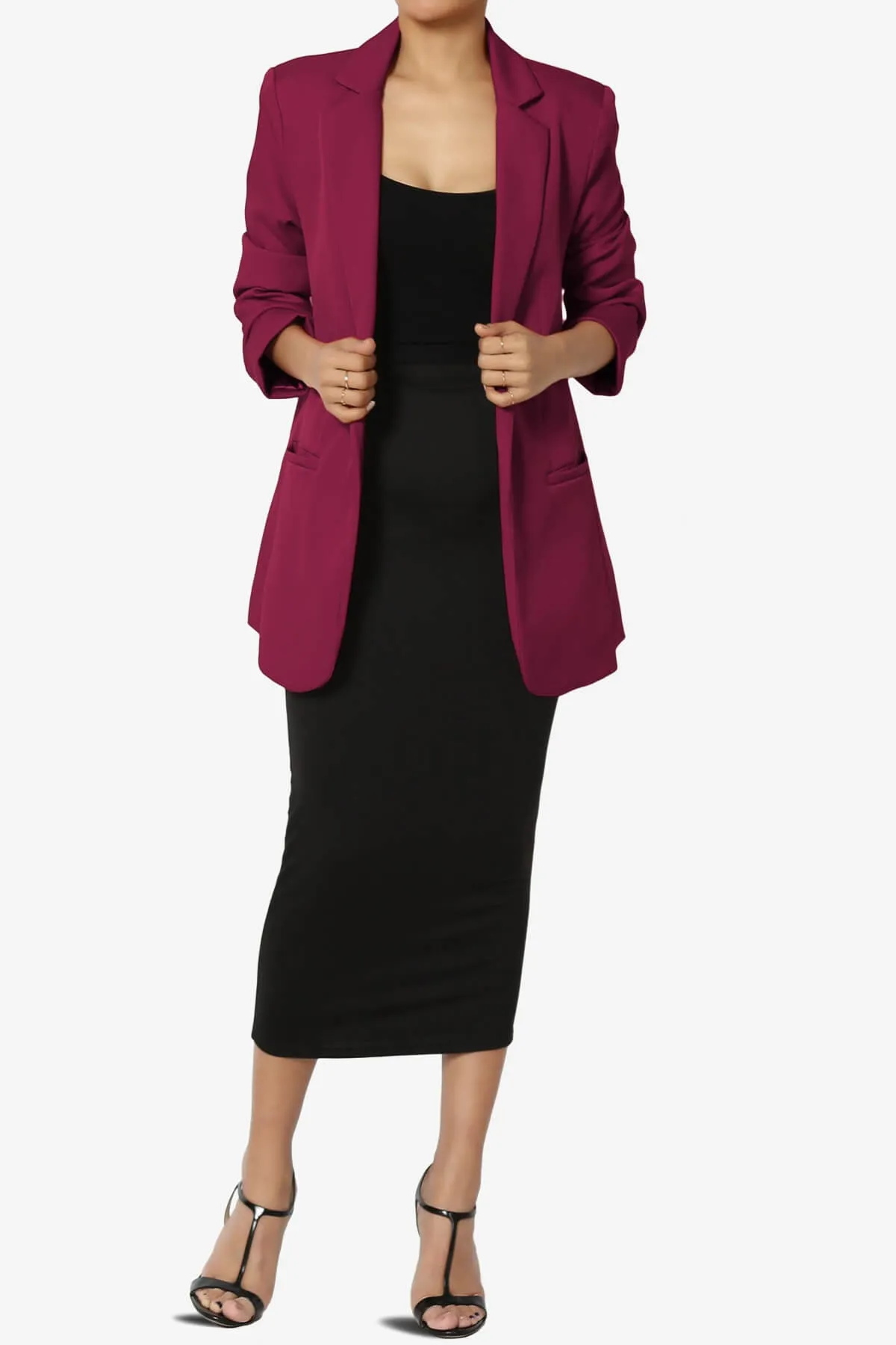 Malory Cuffed Sleeve Open Front Blazer
