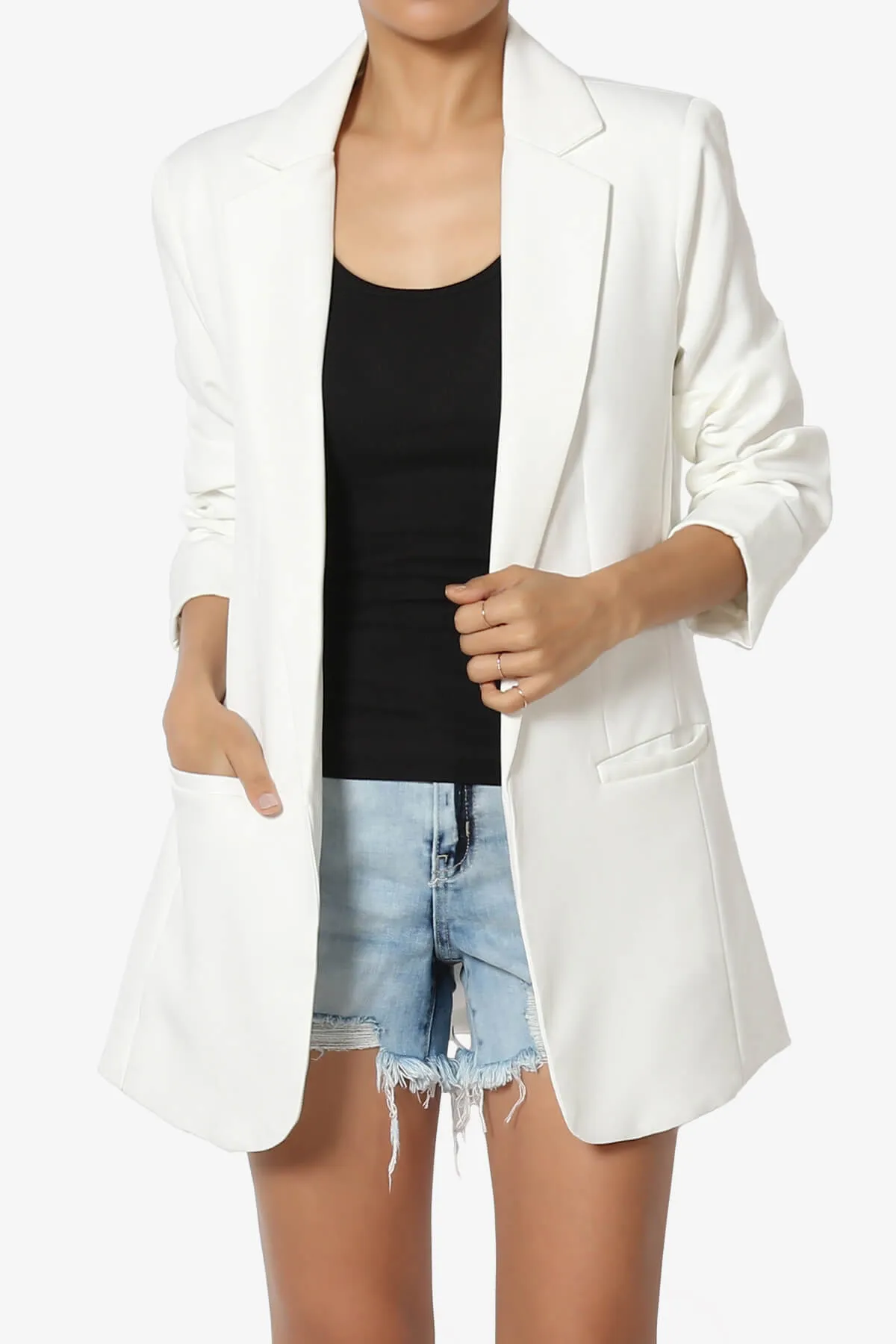 Malory Cuffed Sleeve Open Front Blazer
