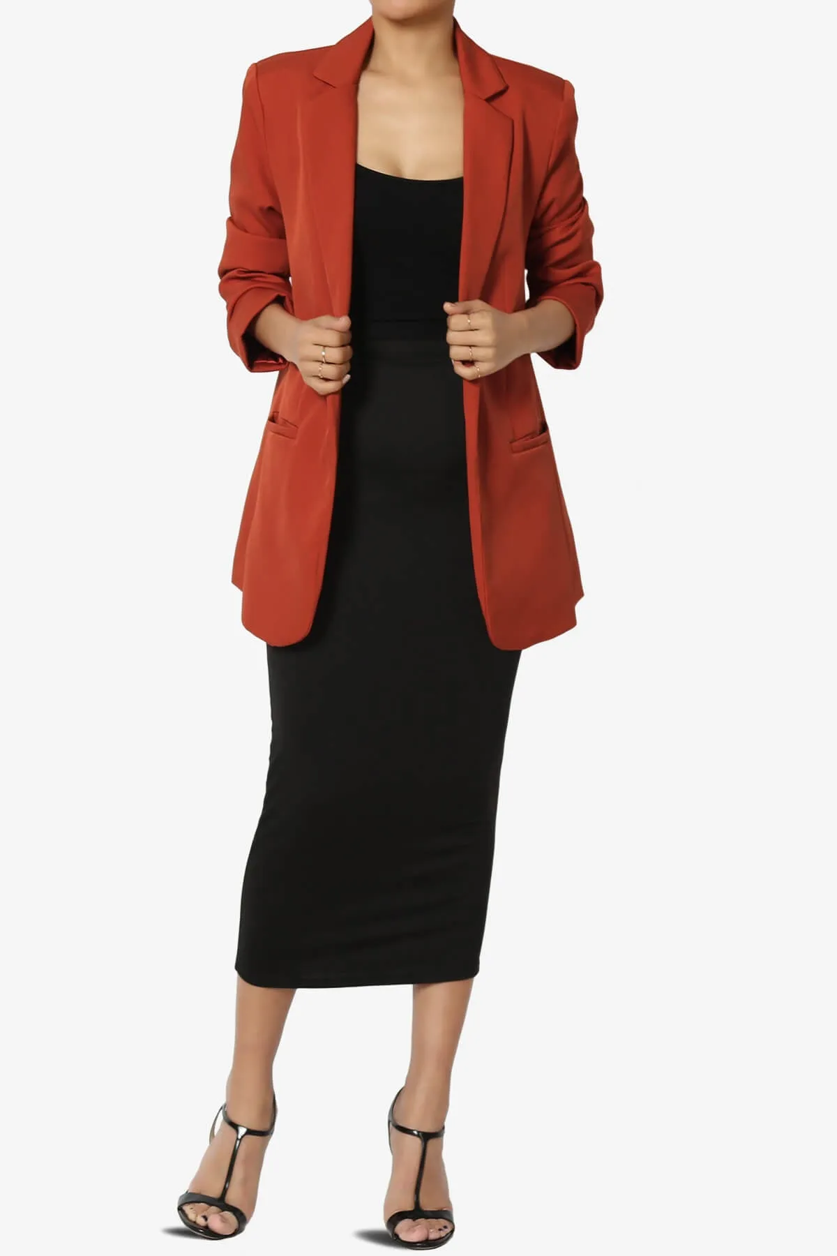 Malory Cuffed Sleeve Open Front Blazer