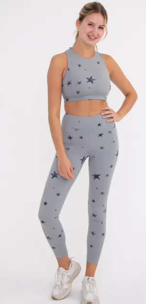 Marbled Stars High-Waist Leggings