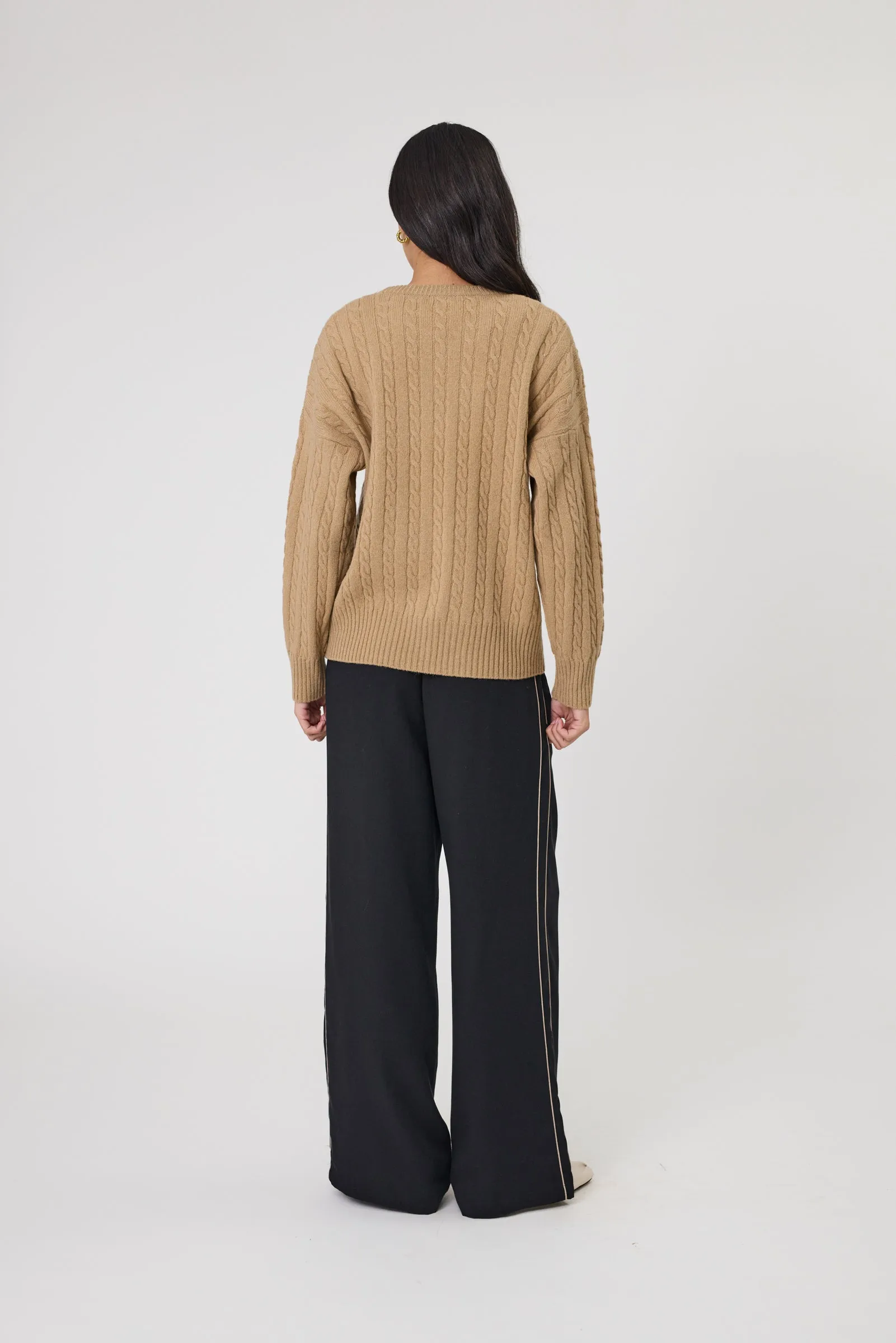 Marlow Copenhagen Cable Knit Crew - Taupe
