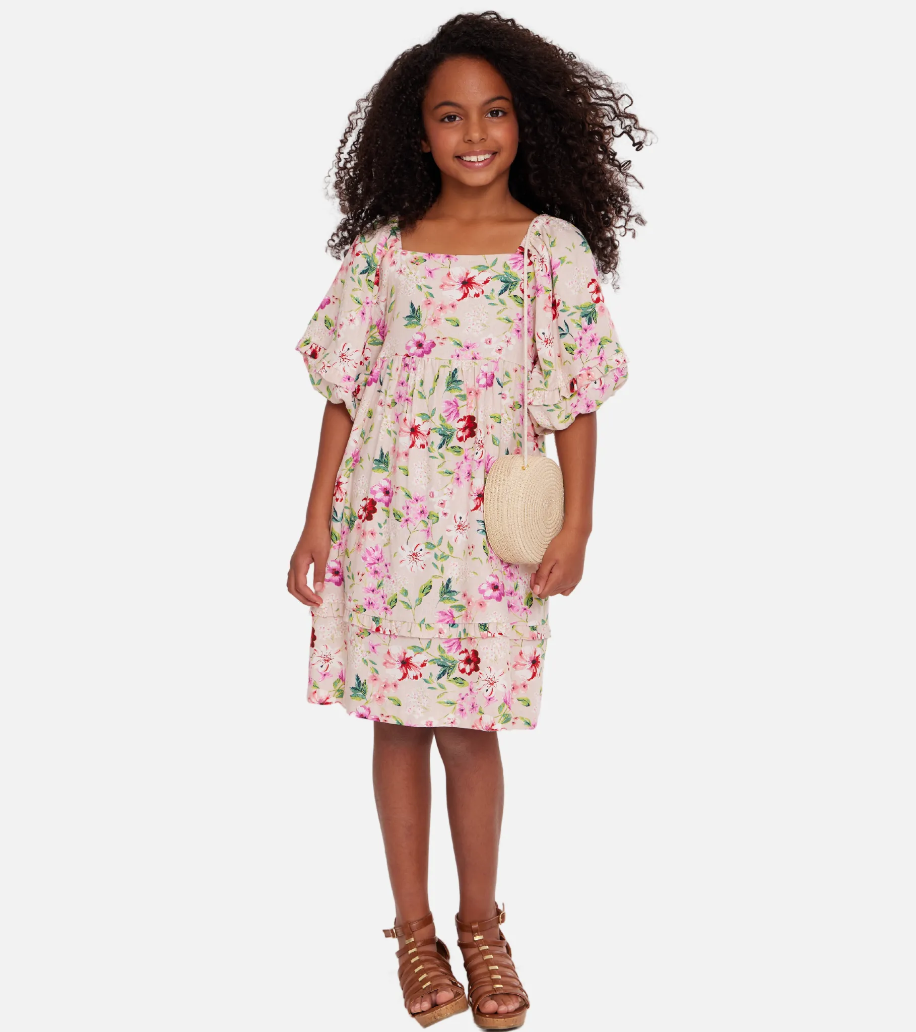 Mary Floral Dress with Purse