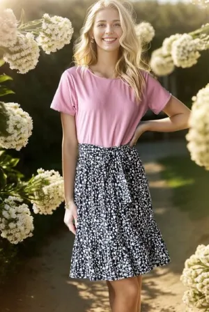 Mauve Short Sleeve Solid And Animal Print Mini Dress
