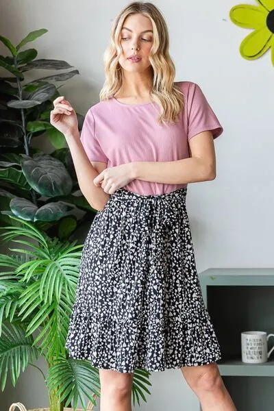 Mauve Short Sleeve Solid And Animal Print Mini Dress