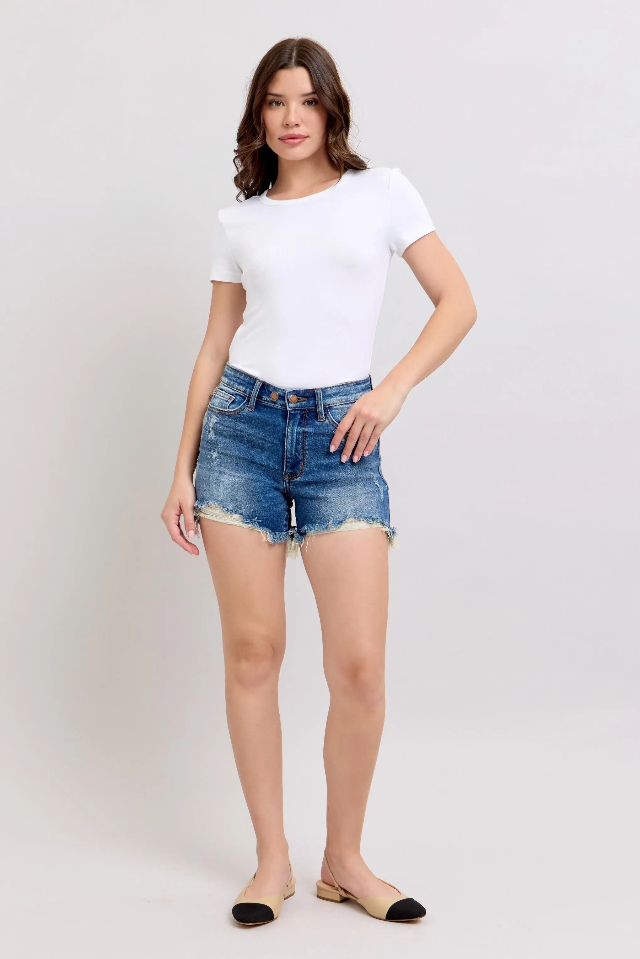 Medium 2 Button Destroyed Judy Blue Dad Shorts 3/3/25 9657