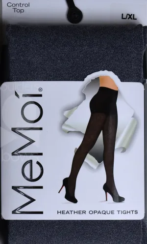 Memoi Ladies Opaque Heather Tights MO-386 - Heather Navy