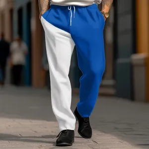 Men's Color Block Elastic Waist Drawstring Wide Leg Trousers 2412003812