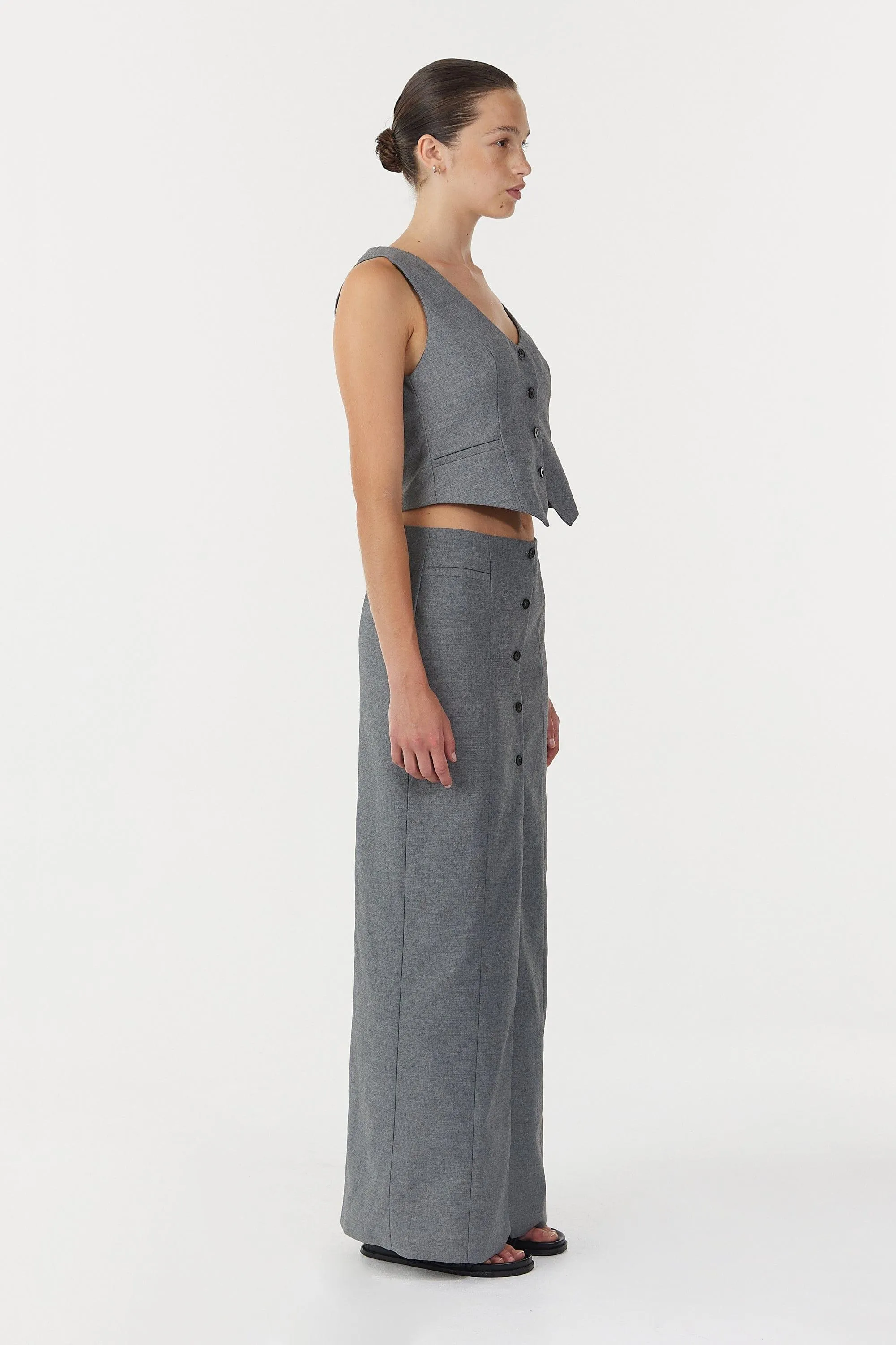 METROPOLIS TAILORED MAXI SKIRT | SMOKE