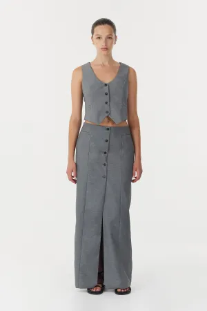 METROPOLIS TAILORED MAXI SKIRT | SMOKE