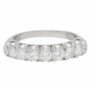 Mid-Century 0.70 CTW Diamond 14 Karat White Gold Fishtail Vintage Band Ring