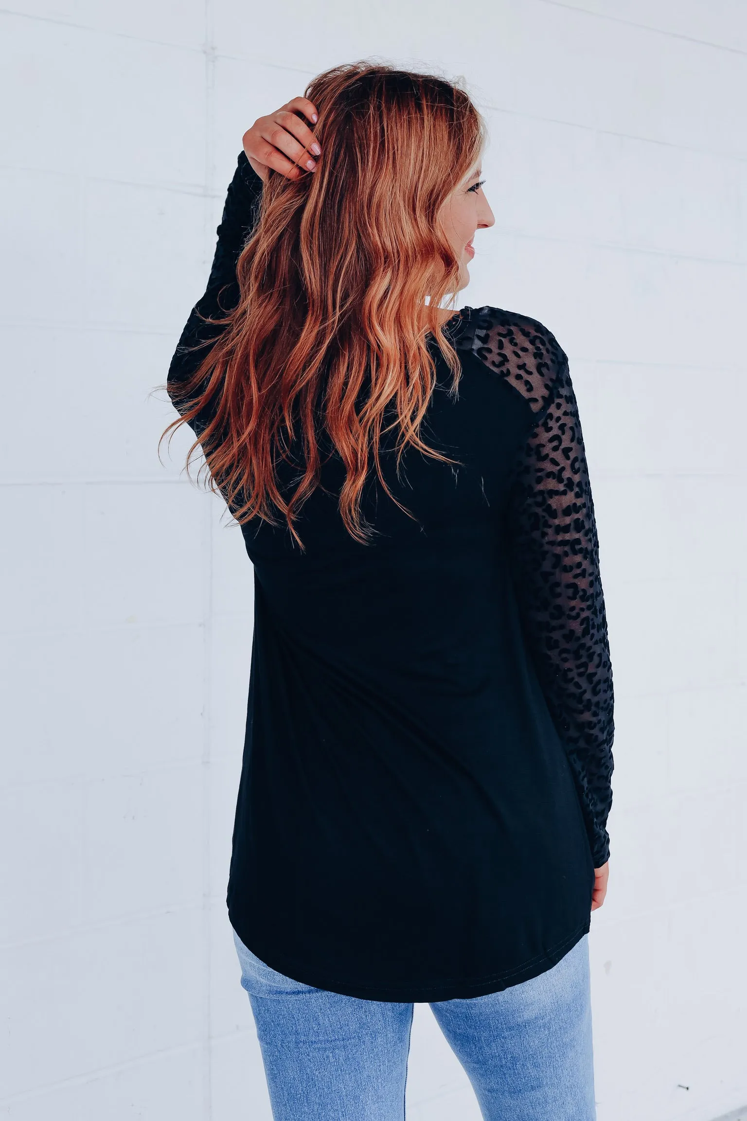 Mitzi Velvet Animal Print Mesh Top