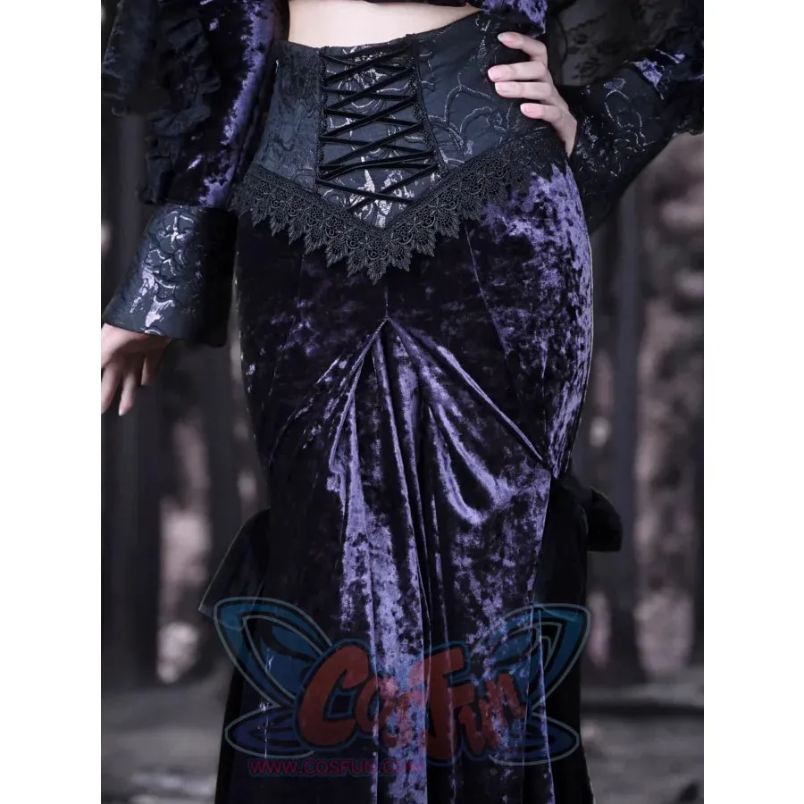 Moonlit Devotion Velvet Slim Fishtail Skirt Gothic Halter Skirt