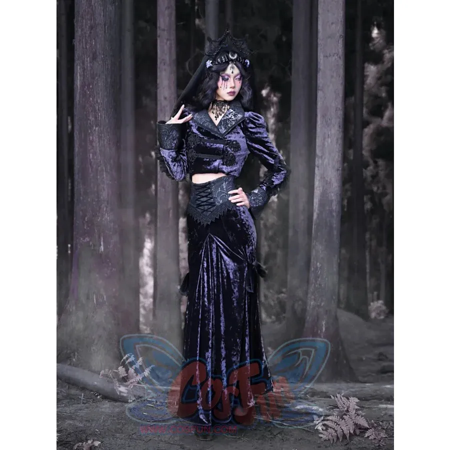 Moonlit Devotion Velvet Slim Fishtail Skirt Gothic Halter Skirt