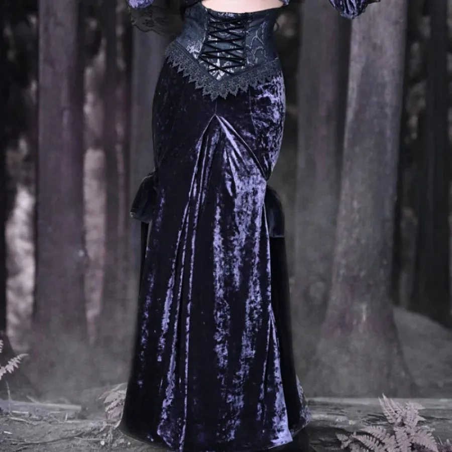 Moonlit Devotion Velvet Slim Fishtail Skirt Gothic Halter Skirt