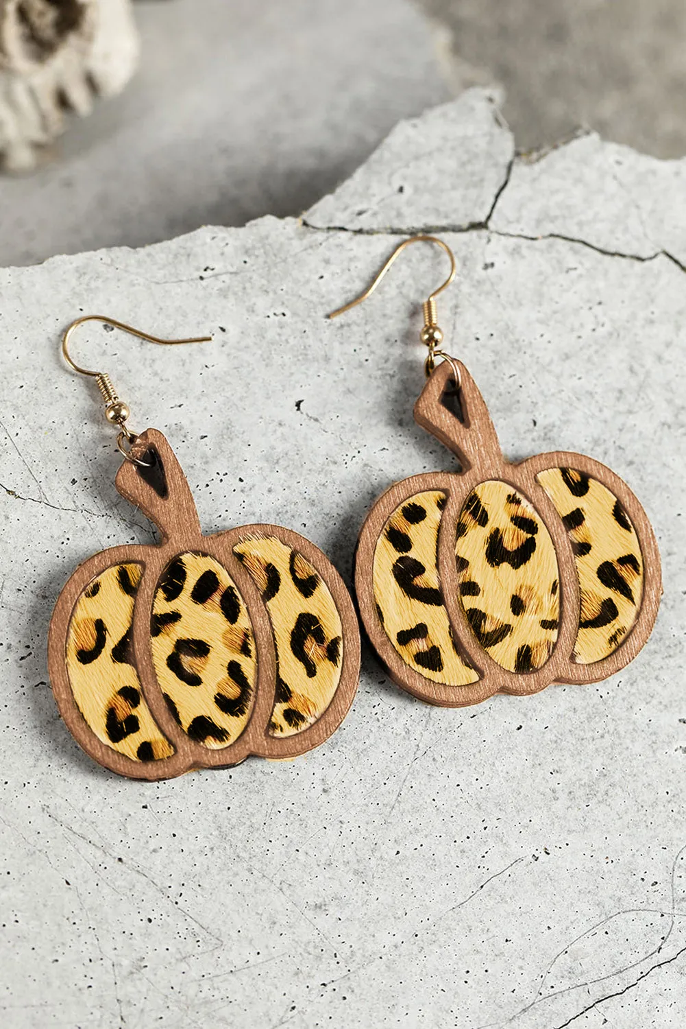 Multicolour Animal Print Pumpkin Shape Drop Earrings