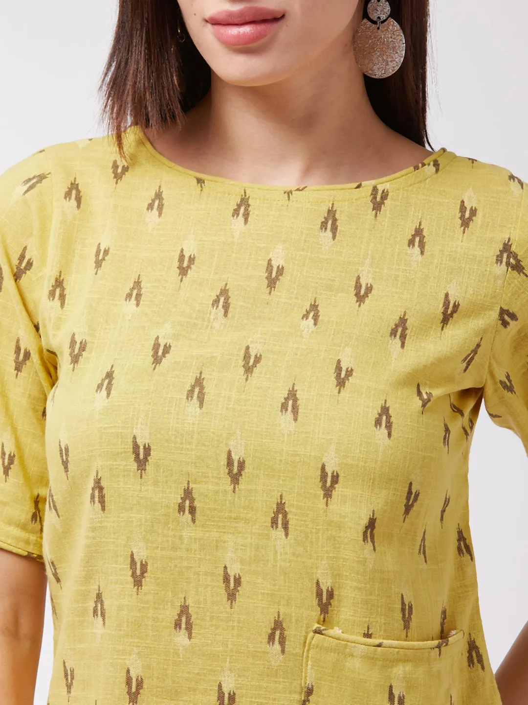 Mustard Ikkat Top