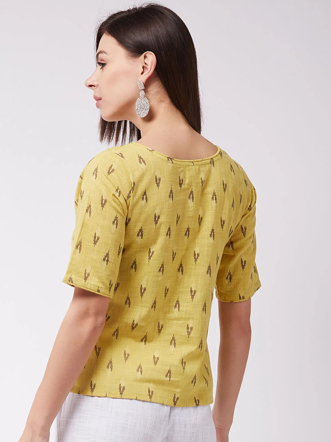 Mustard Ikkat Top