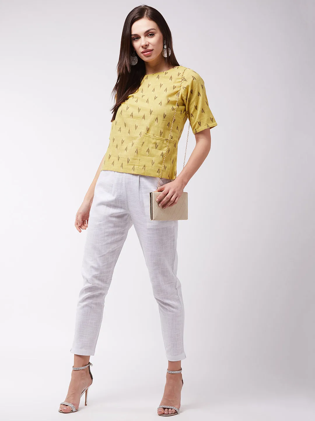 Mustard Ikkat Top